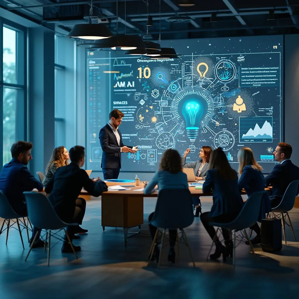 Sesión de innovación con consultores utilizando metodologías creativas